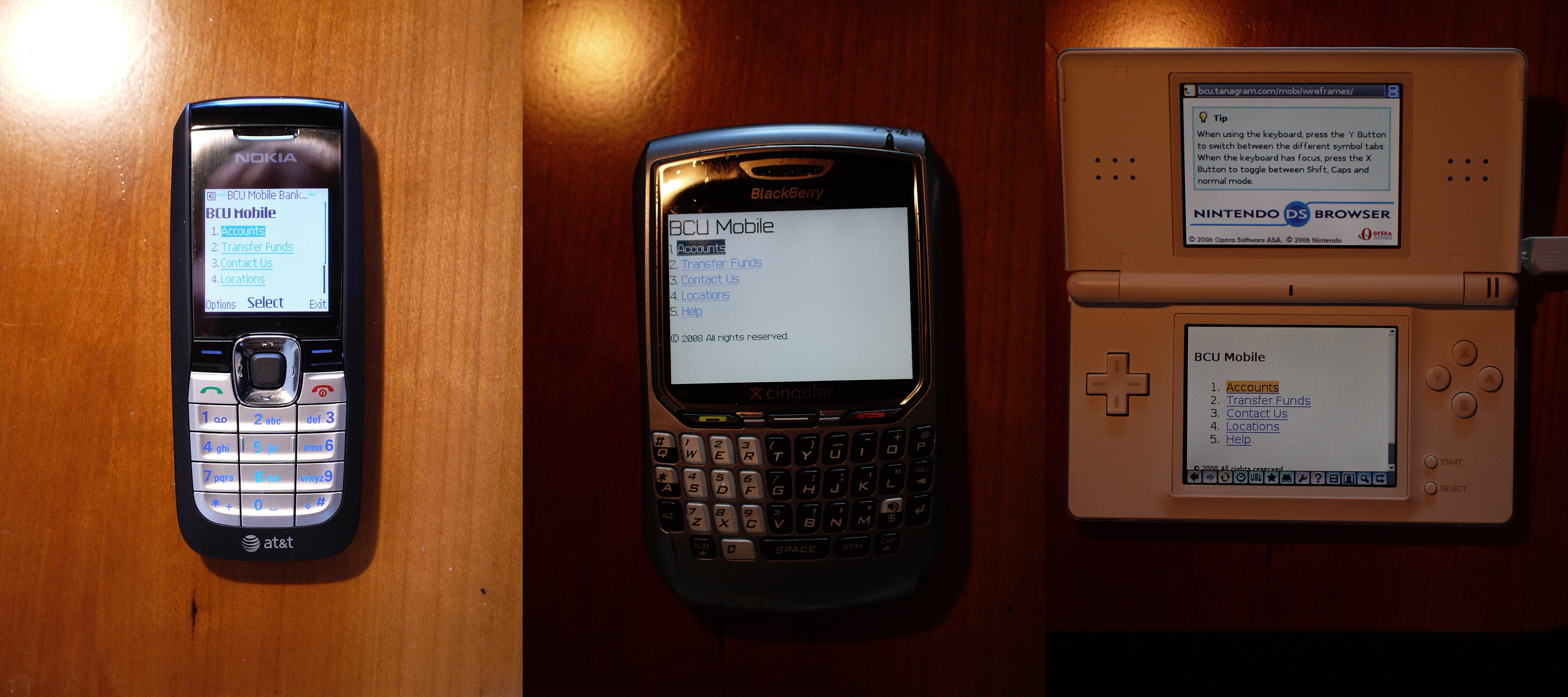 BCU Mobile home page rendered on various mobile devices