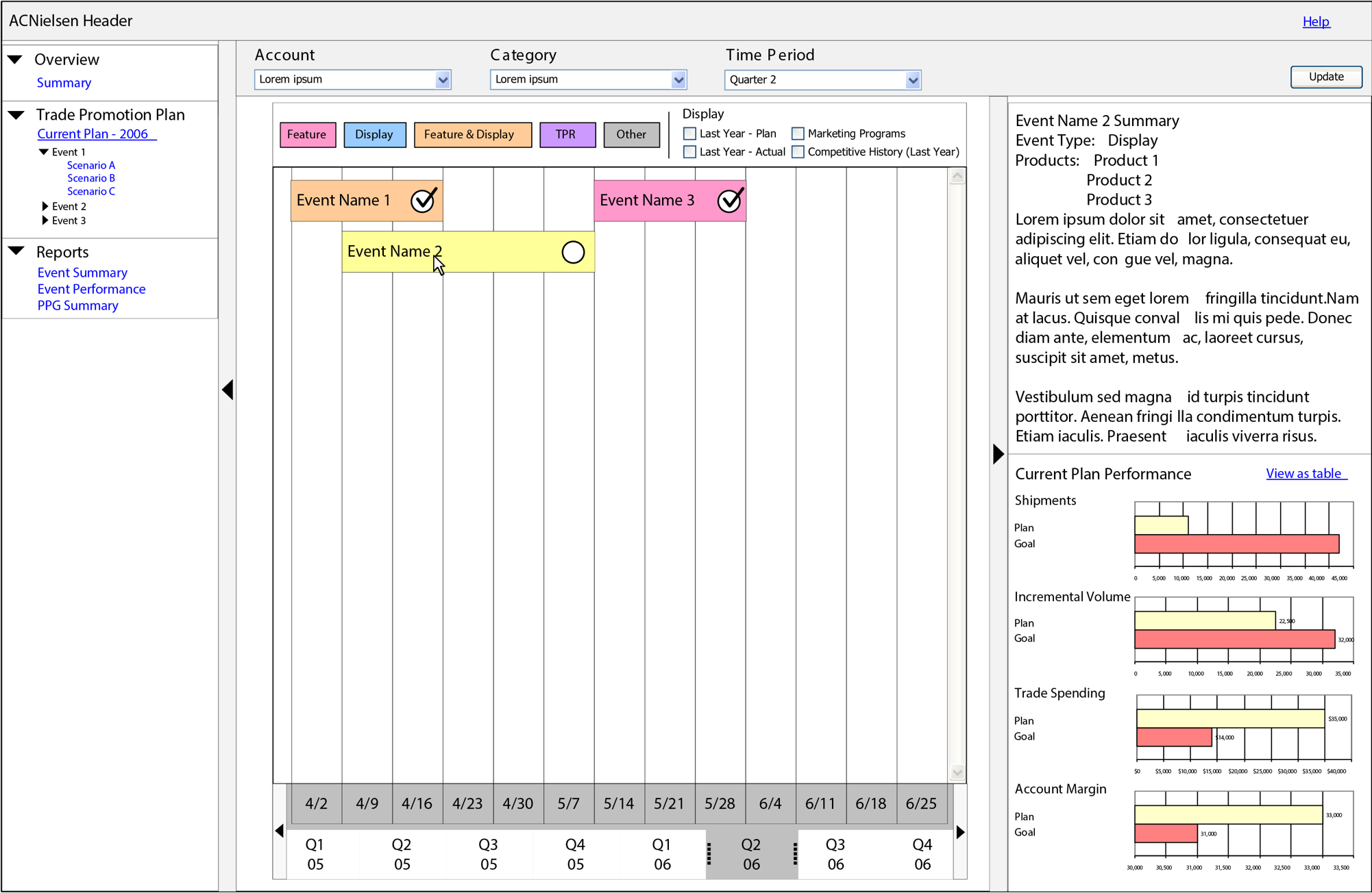 Wireframe for an app in the Nielsen suite.